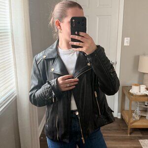 Guess Leather Jacket w/ Gold Hardware Size L